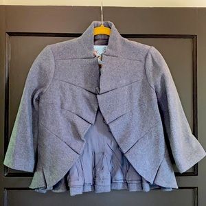 Grey Gray Wool Anthropologie Jacket Blazer  4 2 XS